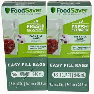 FoodSaver Easy Fill Vacuum Seal Bags 32 Count 1 Quart Size BPA Free For Storage